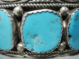 Tom Tso Vintage Native American Navajo Blue Gem Turquoise Sterling Silver Bracelet Old-Nativo Arts