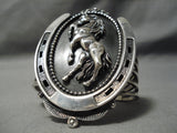 Bucking Horse Native American Navajo Sterling Silver Nativew American Bracelet Cuff-Nativo Arts