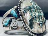 Important Francisco Gomez Turtle Turquoise Sterling Silver Bracelet-Nativo Arts