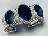 Incredible Vintage Native American Navajo Black Onyx Sterling Silver Bracelet-Nativo Arts
