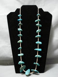 Native American Superior Tabs Of Turquoise Vintage Navajo Sterling Silver Necklace Old-Nativo Arts