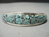 Thick Heavy!! Vintage Native American Navajo #8 Turquoise Sterling Silver Bracelet Old-Nativo Arts