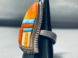 Quality Work Vintage Native American Navajo Turquoise Inlay Sterling Silver Ring-Nativo Arts