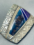 Native American Important Lee Epperson Vintagr Cherokee Lapis Sterling Silver Buckle-Nativo Arts