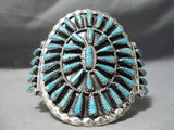 Spectacular Vintage Native American Navajo Turquoise Cluster Sterling Silver Bracelet-Nativo Arts