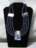 Native American One Of The Best Santo Domingo Lapis Sterling Silver Necklace-Nativo Arts