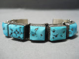 Superior Vintage Native American Navajo Segment Turquoise Sterling Silver Bracelet Old-Nativo Arts