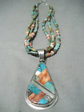 Native American Important Dan Coriz Santo Domingo Turquoise Sterling Silver Inlay Necklace-Nativo Arts