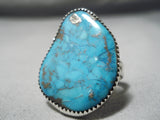 Magnificent Vintage Native American Navajo Turquoise Sterling Silver Ring Old-Nativo Arts