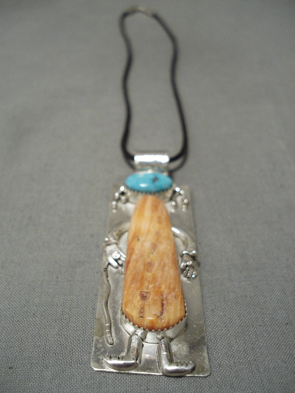 Important Vintage Native American Navajo Sammy Whitegoat Turquoise Sterling Silver Necklace-Nativo Arts