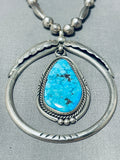 Tremendous Vintage Native American Navajo Kingman Turquoise Sterling Silver Necklace-Nativo Arts