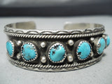 Stunning Vintage Native American Navajo Old Kingman Turquoise Sterling Silver Bracelet-Nativo Arts