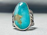 Impressive San Felipe Pilot Mountain Turquoise Sterling Silver Ring Signed-Nativo Arts