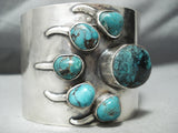 Huge Yazzie Turquoise Vintage Native American Navajo Sterling Silver Bracelet-Nativo Arts