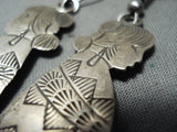 Important Vintage Navajo Native American Sterling Silver Maiden Earrings Old-Nativo Arts