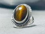 Beautiful Bett Smith Native American Navajo Tiger Eye Sterling Silver Ring-Nativo Arts