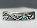Important Wil Yazzie Vintage Native American Navajo Turquoise Chisel Sterling Silver Bracelet-Nativo Arts
