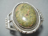 Signed Vintage Native American Navajo Green Turquoise Sterling Silver Bracelet-Nativo Arts