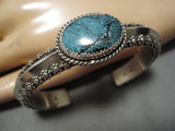 Exquisite Tahe Spiderweb Turquoise Vintage Native American Navajo Sterling Silver Bracelet-Nativo Arts