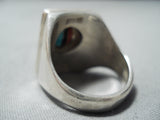 Best Important Vintage Native American Zuni Turquoise Inlay Sterling Silver Spinner Ring-Nativo Arts