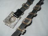 Amazing Vintage Native American Navajo Old Kingman Turquoise Sterling Silver Concho Belt Old-Nativo Arts
