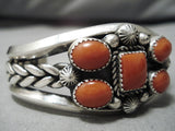 Important Jeanette Dale Navajo Coral Sterling Silver Native American Bracelet-Nativo Arts