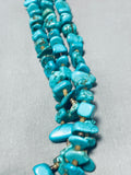 Native American Chunky Vintage Navajo Aqua Turquoise Sterling Silver Heishi Necklace-Nativo Arts