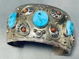 Bigbear Footprints Vintage Native American Navajo Turquoise Sterling Silver Bracelet-Nativo Arts
