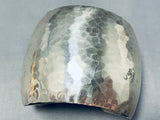Spectacular Vintage Native American Navajo Signed Sterling Silver Hammered Huge Bracelet-Nativo Arts