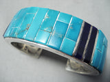 Large Wrist Vintage Native American Navajo Turquoise Inlay Sterling Silver Bracelet-Nativo Arts
