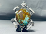 The Most Spectacular Native American Navajo Turquoise Sterling Silver Toad Ring-Nativo Arts