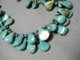 Museum Vintage Native American Navajo Tears Of Joy Turquoise Sterling Silver Necklace-Nativo Arts