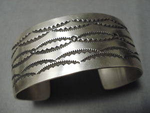 Hand Hammered Vintage Navajo Sterling Silver Native American Sun Bracelet-Nativo Arts