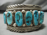 Magnificent Vintage Native American Navajo Turquoise Sterling Silver Cuff Bracelet Old-Nativo Arts
