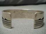Rare Vintage Native American Navajo Rectangular Turquoise Sterling Silver Bracelet Old-Nativo Arts