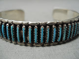 Astonishing Vintage Native American Navajo Needle Turquoise Sterling Silver Bracelet Cuff Old-Nativo Arts
