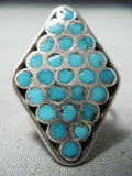 Early Museum Vintage Native American Zuni Turquoise Snake Eyes Sterling Silver Ring Old-Nativo Arts