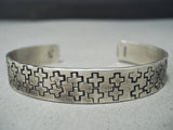 World Of Crosses Native American Zuni Ange Chavez Sterling Silver Bracelet-Nativo Arts