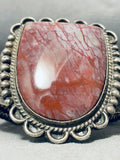 104 Gram Opulent Vintage Native American Navajo Red Agate Sterling Silver Wire Bracelet-Nativo Arts