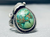 Important Vintage Native American Navajo Sonoran Gold Turquoise Sterling Silver Ring-Nativo Arts