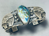 The Most Unique Vintage Native American Navajo Abalone Brownbear Sterling Silver Bracelet-Nativo Arts