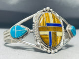 Best Native American Navajo Sher Sandoval Turquoise Tigers Eye Sterling Silver Bracelet-Nativo Arts