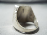 Monumental Navajo Kingman Turquoise Sterling Silver Ring Native American-Nativo Arts
