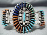 Colorful Native American Zuni Turquoise Coral Opal Lapis Sterling Silver Bracelet-Nativo Arts