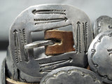 Detailed Early Vintage Native American Navajo Sterling Silver Arrow Concho Belt Old-Nativo Arts