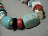 Native American Important Vintage Santo Domingo Native #8 Turquoise Sterling Silver Necklace-Nativo Arts