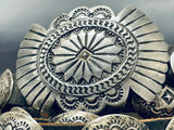 Unbelievable Hand Tooled Vintage Native American Navajo Sterling Silver Concho Belt-Nativo Arts