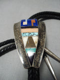 Quality Vintage Choctaw Fc Native American Laguna Sterling Silver Turquoisr Bolo Tie-Nativo Arts