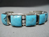 Dynamic Vintage Native American Navajo Blue Diamond Turquoise Sterling Silver Bracelet Old-Nativo Arts