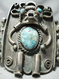 One Of Biggest Best Vintage Native American Navajo Kachina Turquoise Sterling Silver Bracelet-Nativo Arts